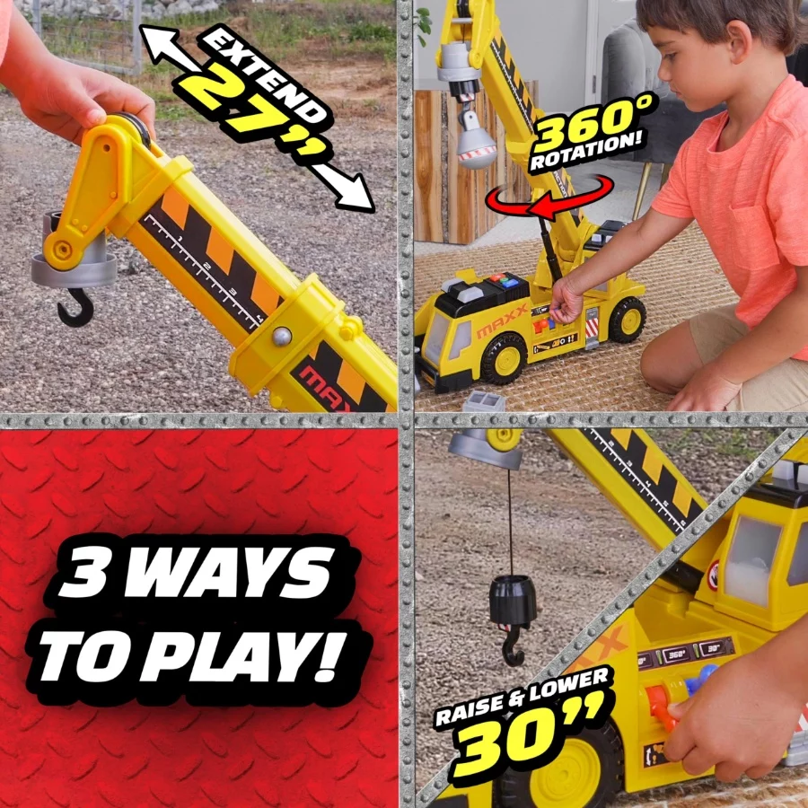 Maxx Action 3-in-1 27 Crane Truck – Realistic Construction Vehicle for Kids with Lights, Sounds & Motorized Driving Action (6) Maxx Action 3 in 1 27 Crane Truck – Realistic Construction Vehicle for Kids with Lights Sounds Motorized Driving Action 6