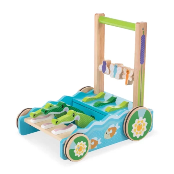 Melissa Doug Wooden Chomp Clack Alligator Push Toy, First Play Baby Activity Walker for Learning & Walking Practice