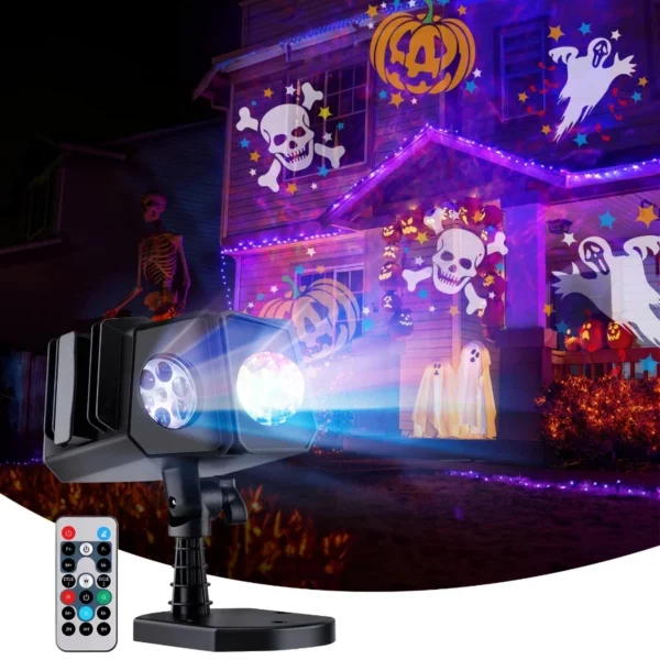 Minetom Christmas Halloween Projector Lights Outdoor RGB 3D Ocean Wave and Pattern LED Waterproof Lamp with Timer for Holiday Party Decor