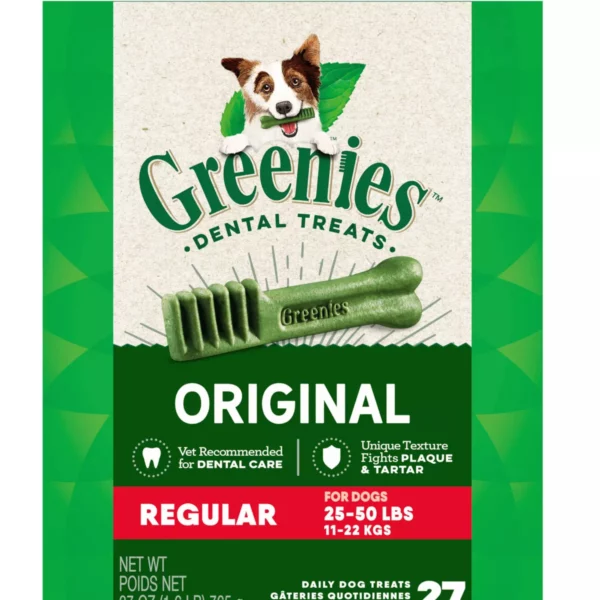 Natural Dog Dental Treats for Adults – Original Regular Size Oral Health Chews