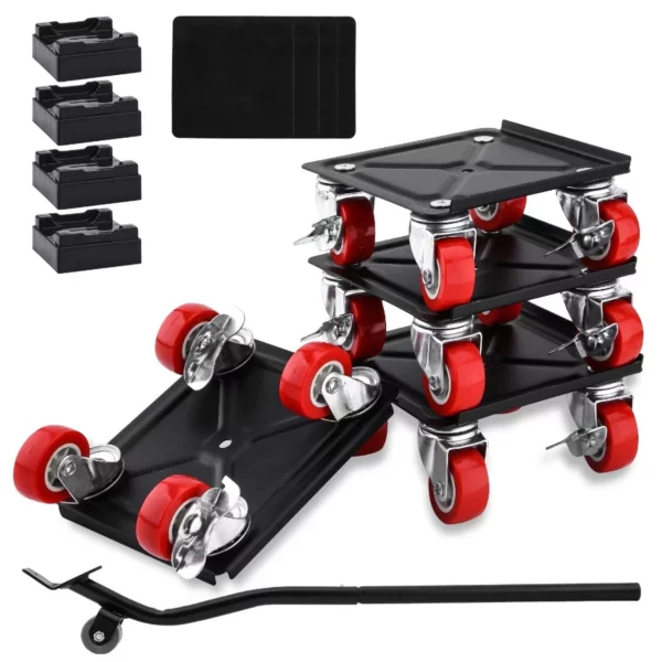 Heavy Duty Furniture Mover Tool Set, 4 Pack Moving Dolly with Wheels & Sliders for Sofa, Refrigerator, Cabinet, 1600lbs Load