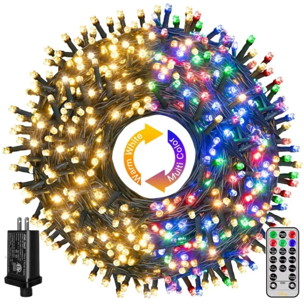 Ollny 210FT 640 LED RGB Christmas Lights – 11 Modes Remote Waterproof Fairy String Lights for Tree Patio Indoor Decor