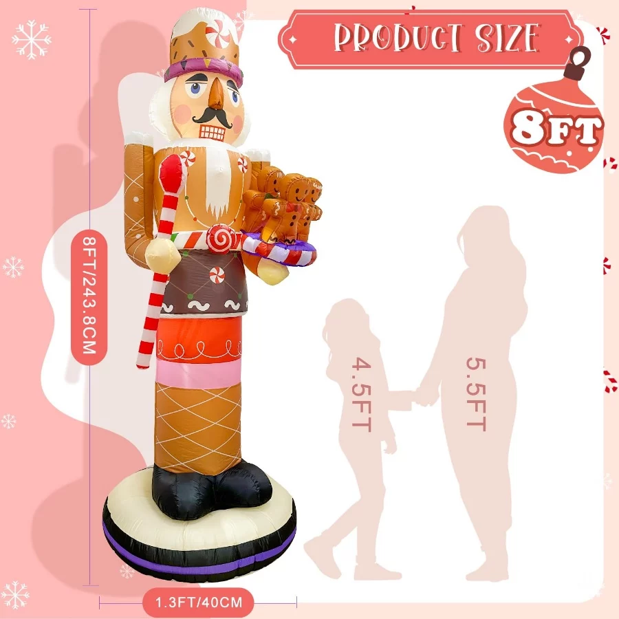 OurWarm 8FT Christmas Inflatables Outdoor Decoration, Gingerbread Inflatable Nutcracker Blow Up Yard - 04 OurWarm 8FT Christmas Inflatables Outdoor Decoration Gingerbread Inflatable Nutcracker Blow Up Yard 04