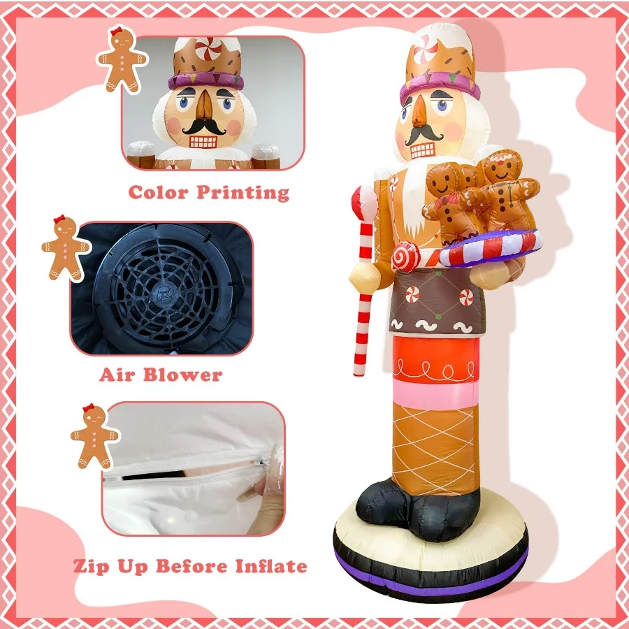 OurWarm 8FT Christmas Inflatables Outdoor Decoration, Gingerbread Inflatable Nutcracker Blow Up Yard - 07 OurWarm 8FT Christmas Inflatables Outdoor Decoration Gingerbread Inflatable Nutcracker Blow Up Yard 07