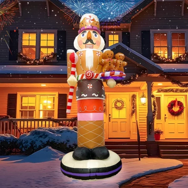 OurWarm Christmas Inflatables 8FT Gingerbread Nutcracker with LED Lights, Outdoor Yard Lawn Garden Holiday Decoration Waterproof