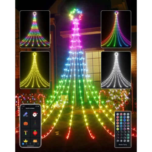 Outdoor Christmas Decorations Lights with Star Smart DIY Custom Display 11.8Ft 64 Modes Yard Waterf 02