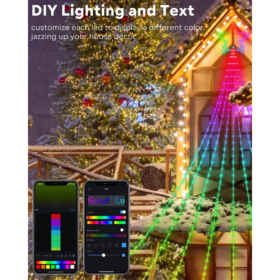 Outdoor Christmas Decorations Lights with Star, Smart DIY Custom Display 11.8Ft 64 Modes Yard Waterf - 03 Outdoor Christmas Decorations Lights with Star Smart DIY Custom Display 11.8Ft 64 Modes Yard Waterf 03