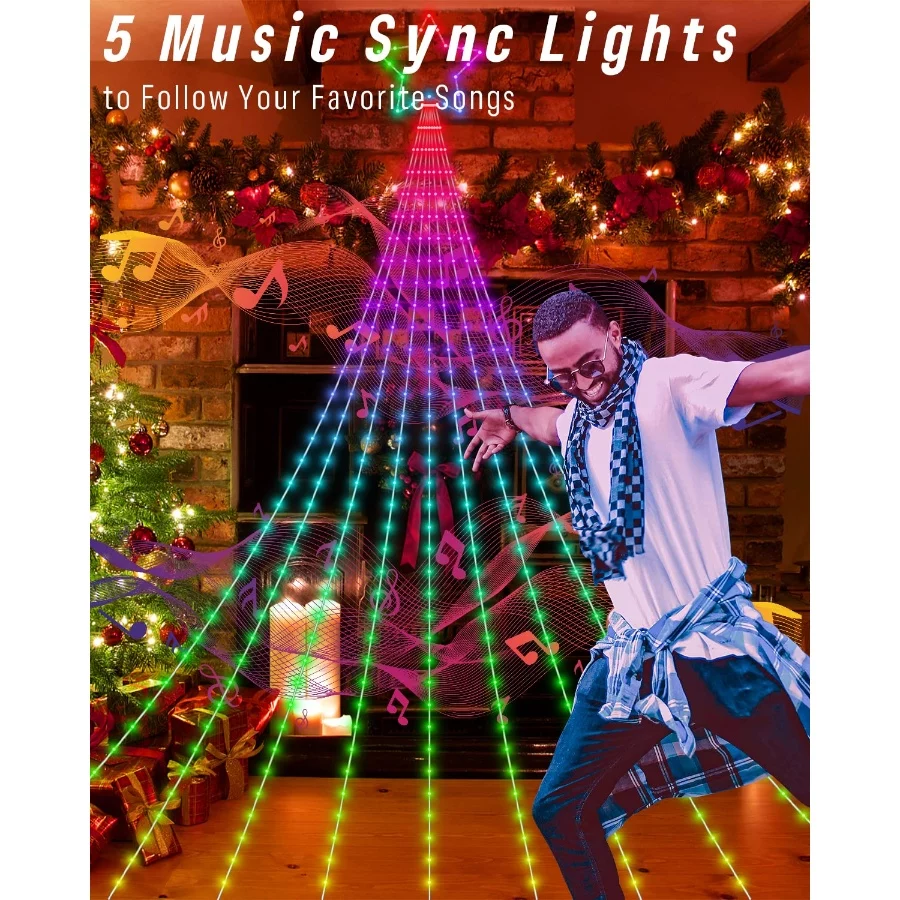 Outdoor Christmas Decorations Lights with Star, Smart DIY Custom Display 11.8Ft 64 Modes Yard Waterf - 04 Outdoor Christmas Decorations Lights with Star Smart DIY Custom Display 11.8Ft 64 Modes Yard Waterf 04