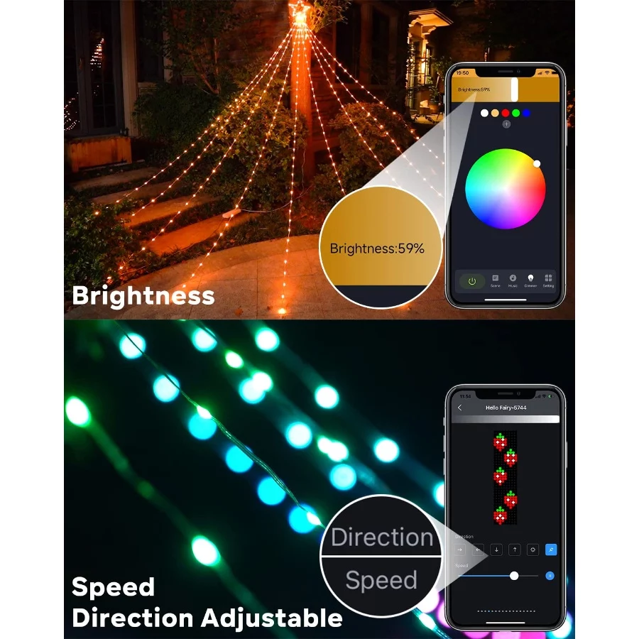 Outdoor Christmas Decorations Lights with Star, Smart DIY Custom Display 11.8Ft 64 Modes Yard Waterf - 05 Outdoor Christmas Decorations Lights with Star Smart DIY Custom Display 11.8Ft 64 Modes Yard Waterf 05
