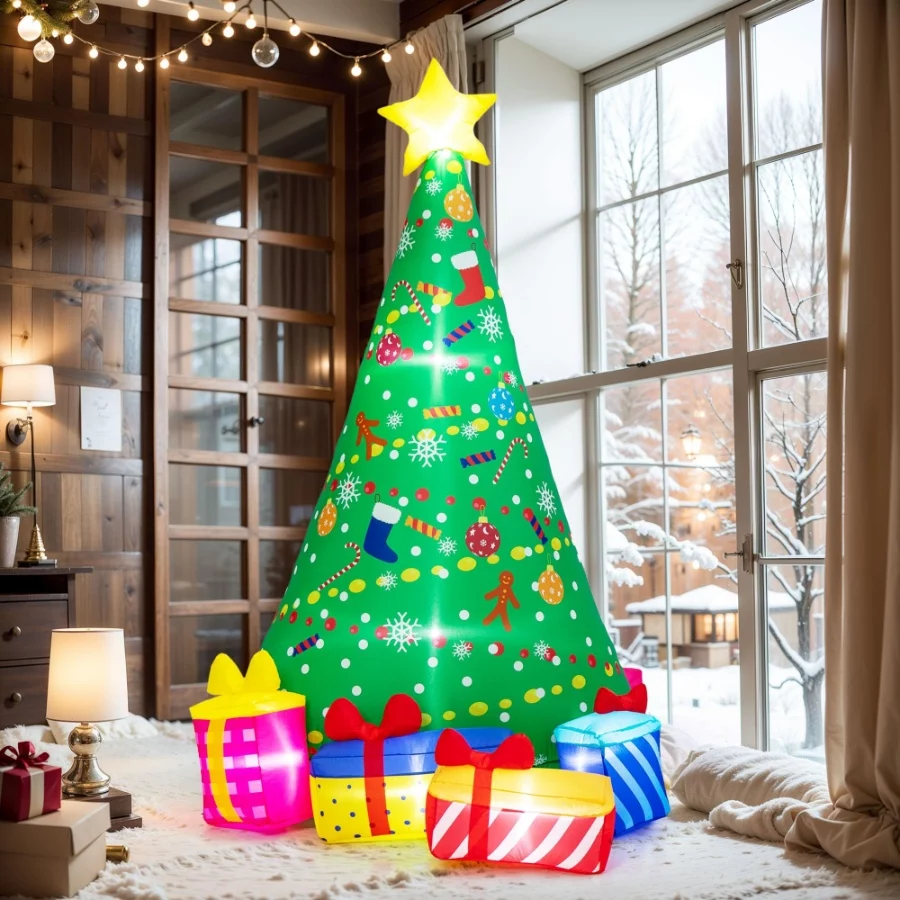PRESENCE 6FT Christmas Inflatables Tree with Build-in LED Lights, Christmas Decorations Outdoor - 02 PRESENCE 6FT Christmas Inflatables Tree with Build in LED Lights Christmas Decorations Outdoor 02