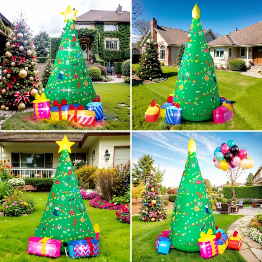 PRESENCE 6FT Christmas Inflatables Tree with Build-in LED Lights, Christmas Decorations Outdoor - 03 PRESENCE 6FT Christmas Inflatables Tree with Build in LED Lights Christmas Decorations Outdoor 03