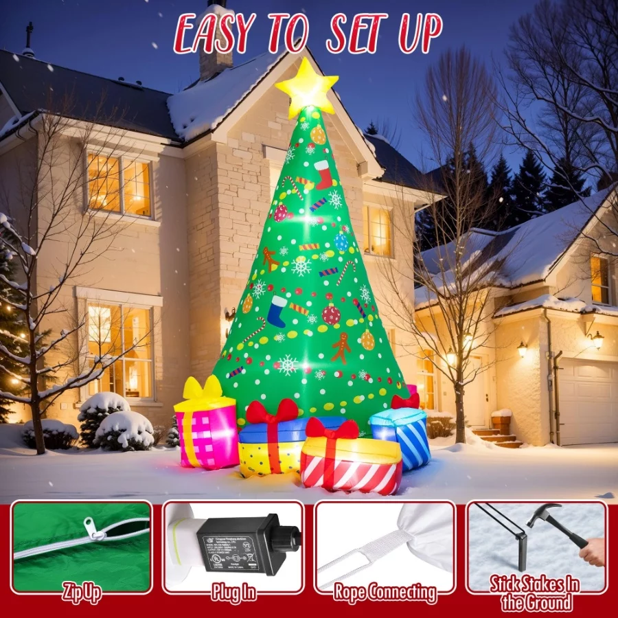 PRESENCE 6FT Christmas Inflatables Tree with Build-in LED Lights, Christmas Decorations Outdoor - 06 PRESENCE 6FT Christmas Inflatables Tree with Build in LED Lights Christmas Decorations Outdoor 06