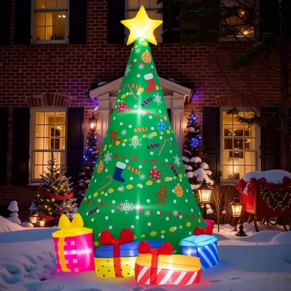 PRESENCE 6FT Blow Up Christmas Tree Inflatable with LED Lights, Outdoor Yard Lawn Garden Xmas Decoration Waterproof