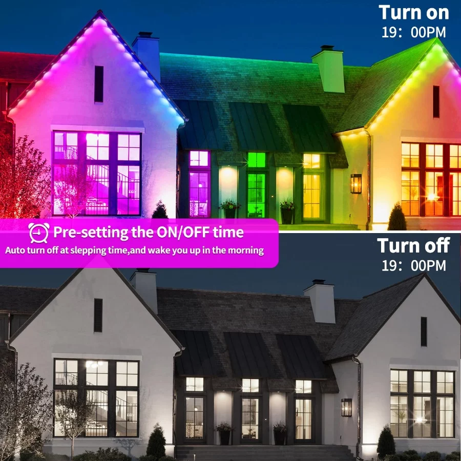 Permanent Outdoor Light,100ft RGB Eave Lights with App Control Remote,IP67 Waterproof LED Lights,Mus - 03 Permanent Outdoor Light100ft RGB Eave Lights with App Control RemoteIP67 Waterproof LED LightsMus 03