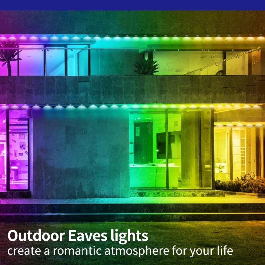 Permanent Outdoor Light,100ft RGB Eave Lights with App Control Remote,IP67 Waterproof LED Lights,Mus - 05 Permanent Outdoor Light100ft RGB Eave Lights with App Control RemoteIP67 Waterproof LED LightsMus 05