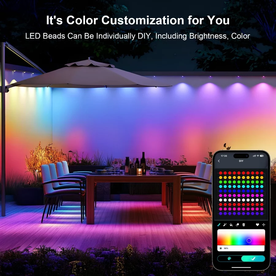 LEDATING Permanent Outdoor Lights, 50ft With 36 LED Eaves Lights IP67