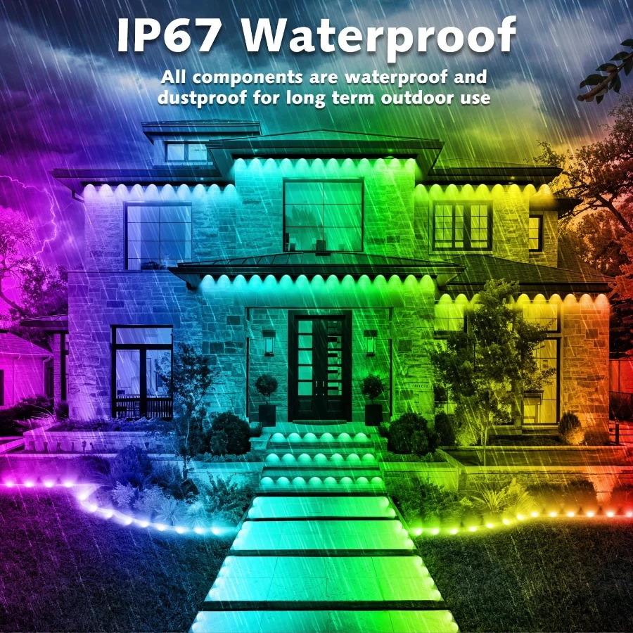 Permanent Outdoor RGB Lights,Waterproof Smart LED Eaves Lights with AppRemote Control,for Christmas - 03 Permanent Outdoor RGB LightsWaterproof Smart LED Eaves Lights with AppRemote Controlfor Christmas 03