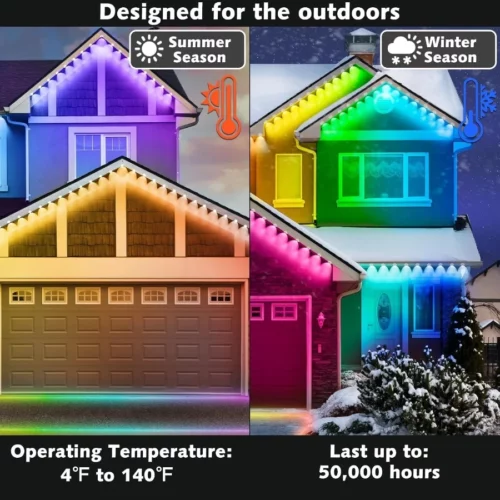 Permanent Outdoor RGB LightsWaterproof Smart LED Eaves Lights with AppRemote Controlfor Christmas 05