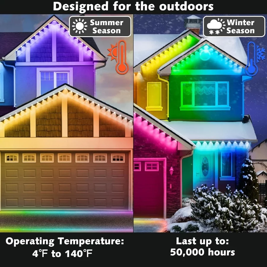Permanent Outdoor RGB Lights,Waterproof Smart LED Eaves Lights with AppRemote Control,for Christmas - 05 Permanent Outdoor RGB LightsWaterproof Smart LED Eaves Lights with AppRemote Controlfor Christmas 05