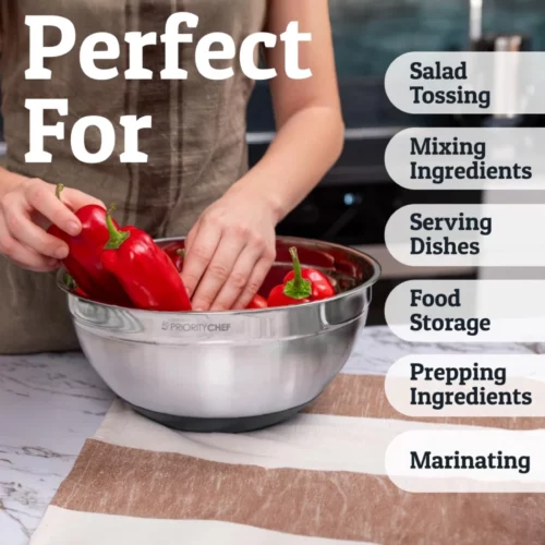 Priority Chef Stainless Steel Mixing Bowls with Lids Set Premium 30Pcs with 6pc Metal Bowl Set for 07