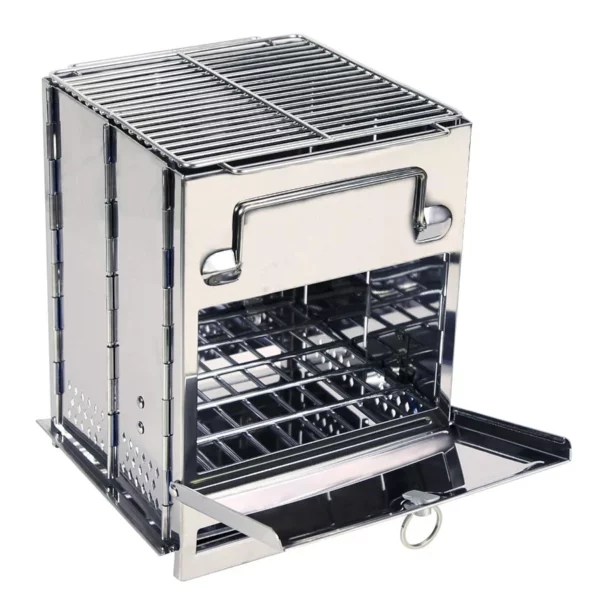 Redcamp Wood Burning Camp Stove  Portable Folding Rocket Stove Large with Stainless Steel Grill & Pot Stand for Outdoor Cooking