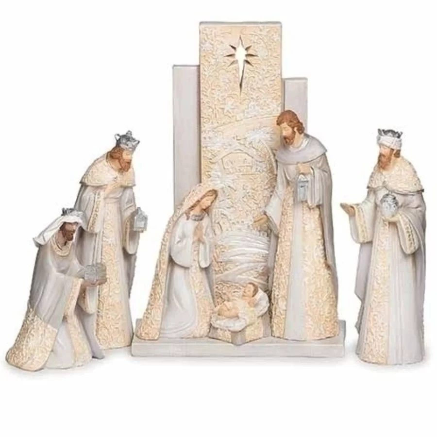 Roman 7 Piece Nativity Figurine Set with Backdrop 13.5 - 02 Roman 7 Piece Nativity Figurine Set with Backdrop 13.5 02