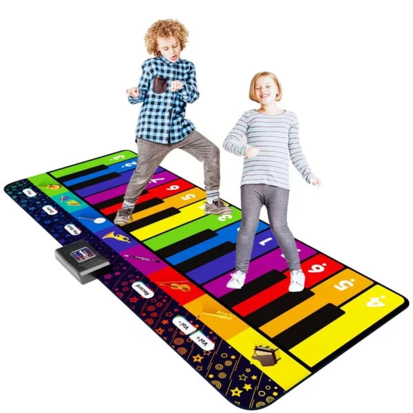 SUNLIN 6 Ft Musical Piano Mat Giant Floor Keyboard Toy With 24 Keys, 10 Built-In Songs, 8 Sounds & Song Book For Kids