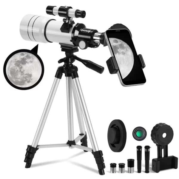 Sunoyar PortableTelescope 70mm Aperture, 15X-150X Refractor Astronomy Scope For Kids Adults Beginners With Tripod And Adapter