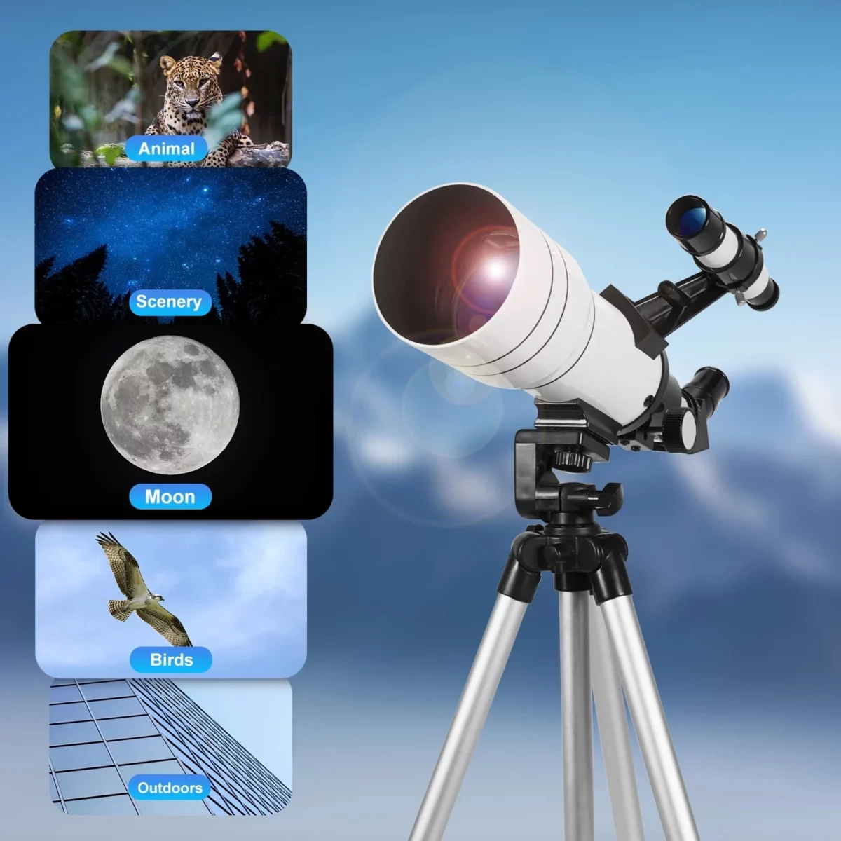 SUNOYAR Telescope 70mm Aperture 15X 150X Telescopes for Astronomy Refractor Telescopes for AdultsKid and Beginners with Adapter and Tripod 06