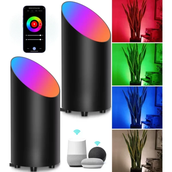 2 Pack Smart Floor Can Light 5W RGBW Color Changing Uplighting Indoor Uplights 2700K-6500k