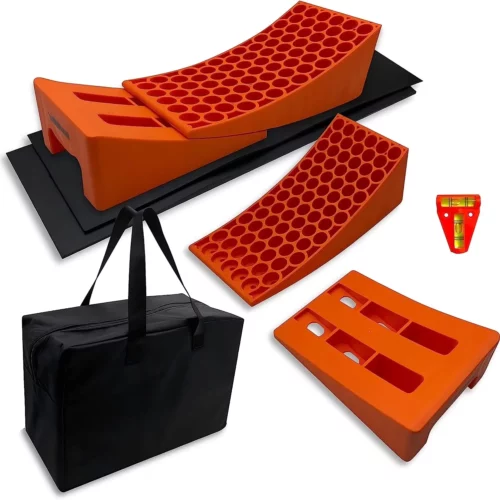 SecurityMan Orange 13.94 x 9.69 x 6.65 Anti Slip RV Leveling Blocks 2 Pack 01