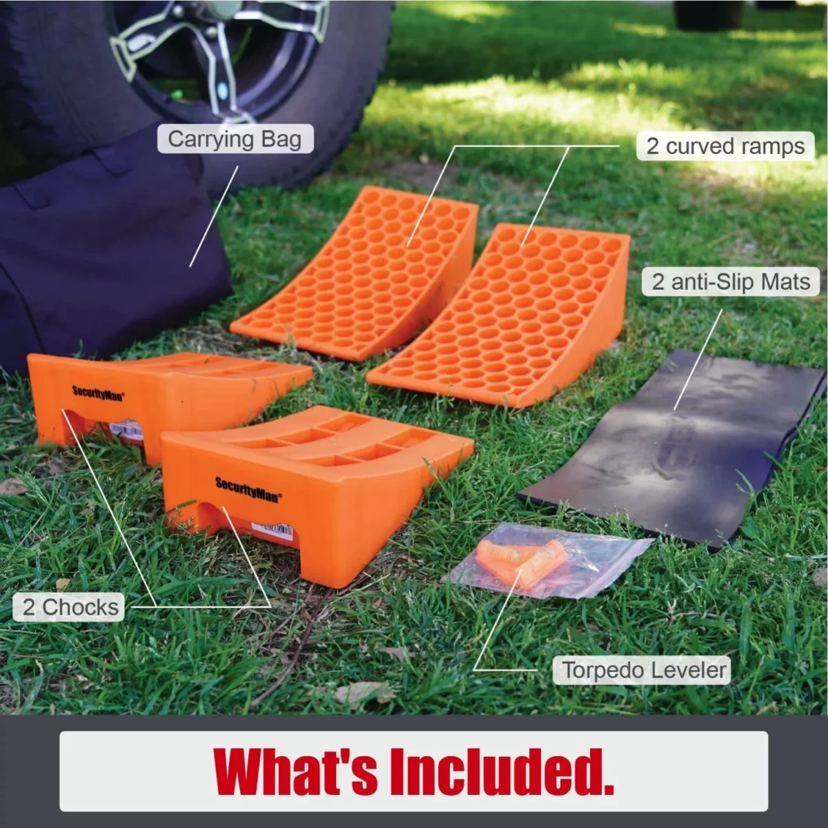 SecurityMan Orange 13.94 x 9.69 x 6.65 Anti Slip RV Leveling Blocks 2 Pack 10