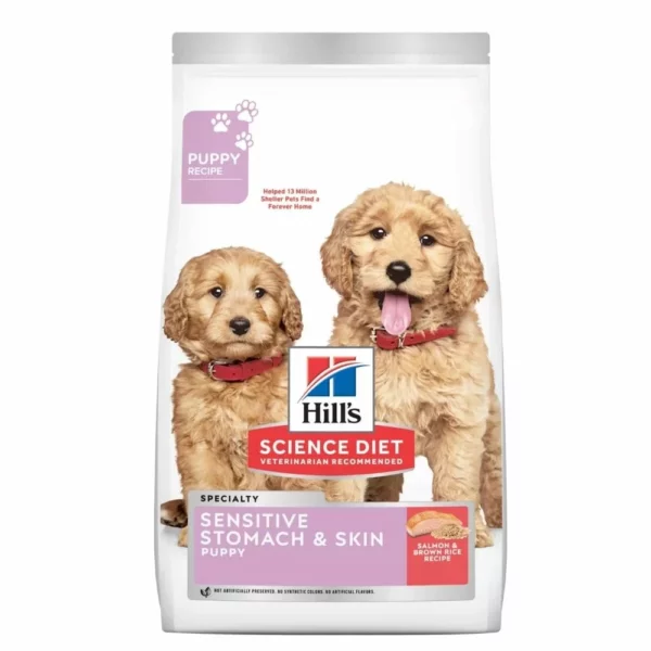Sensitive Stomach and Skin Puppy Dry Dog Food – Salmon and Brown Rice Recipe for Gentle Digestion and Healthy Development