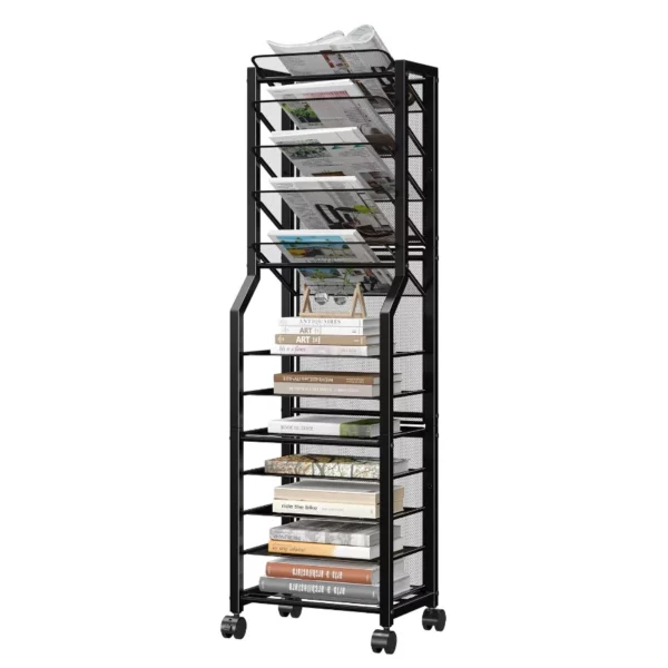 Simple Trending 12-Tier Rolling File Cart, Desk File Organizer with Sliding Trays, Metal Mesh Paper Letter Storage for Office