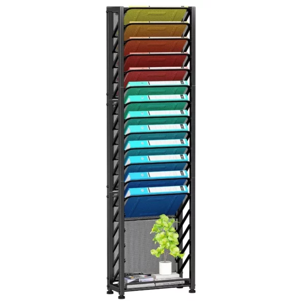Simple Trending 18-Tier Wall File Organizer, Mesh Hanging Document Holder & Desktop Metal Storage Rack for Office and Home