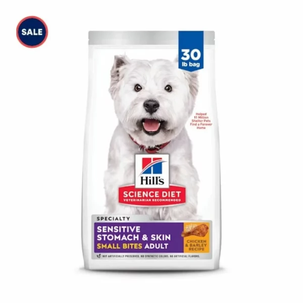 Small Bites Dry Dog Food for Sensitive Stomach and Skin – Chicken Recipe, 30 lb Bag, Gentle Digestion Formula