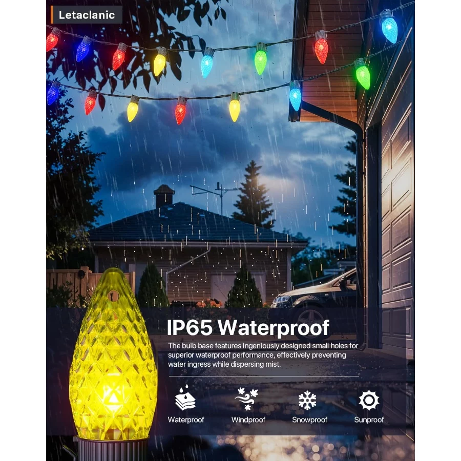 Smart C9 Christmas Lights Outdoor, 115FT 150 LEDs, APP Remote Controlled RGB String Lights with 80+ - 05 Smart C9 Christmas Lights Outdoor 115FT 150 LEDs APP Remote Controlled RGB String Lights with 80 05