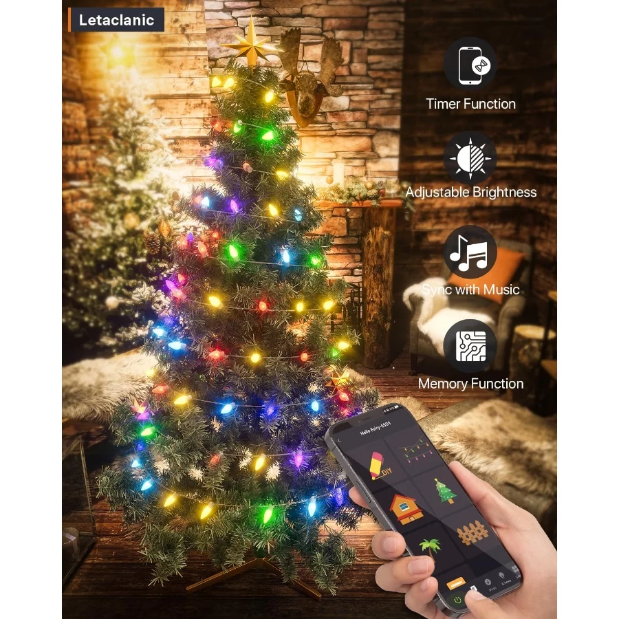 Smart C9 Christmas Lights Outdoor, 115FT 150 LEDs, APP Remote Controlled RGB String Lights with 80+ - 06 Smart C9 Christmas Lights Outdoor 115FT 150 LEDs APP Remote Controlled RGB String Lights with 80 06