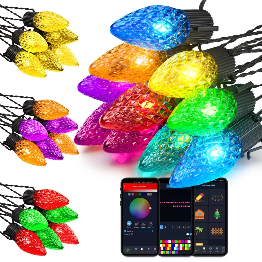 Smart C9 Christmas Lights Outdoor, 115FT 150 LEDs, APP Remote Controlled RGB String Lights with 80+ - 07 Smart C9 Christmas Lights Outdoor 115FT 150 LEDs APP Remote Controlled RGB String Lights with 80 07