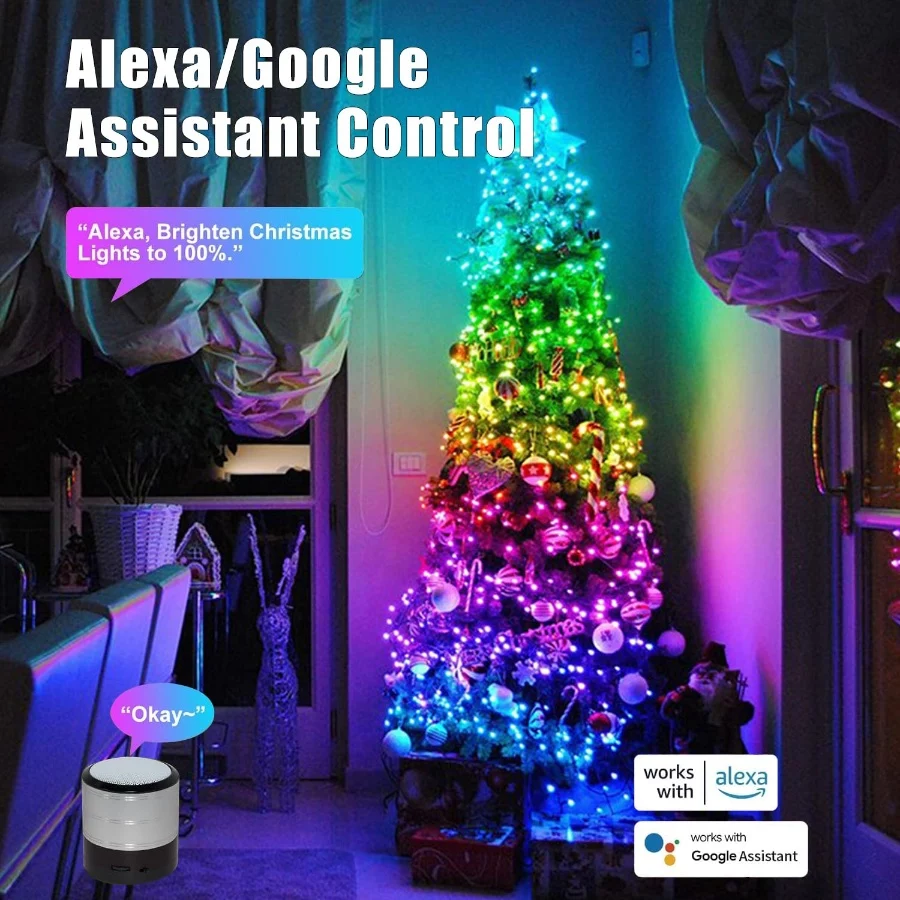 Smart Christmas String Lights - 131FT 400 RGB LEDs WiFi Christmas Lights with App Controlled Multi-C - 03 Smart Christmas String Lights 131FT 400 RGB LEDs WiFi Christmas Lights with App Controlled Multi C 03