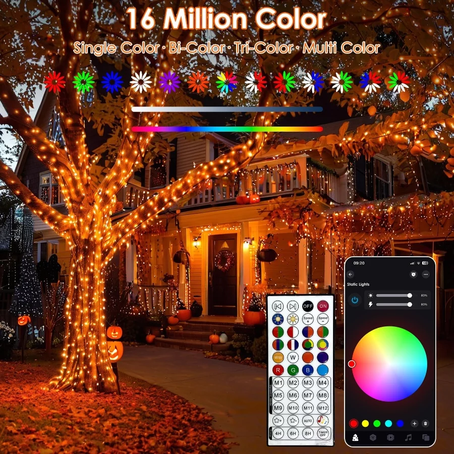 Smart Color Changing Halloween Lights, RGB LED String Lights with Remote & App Control & Timer, Musi - 02 Smart Color Changing Halloween Lights RGB LED String Lights with Remote App Control Timer Musi 02