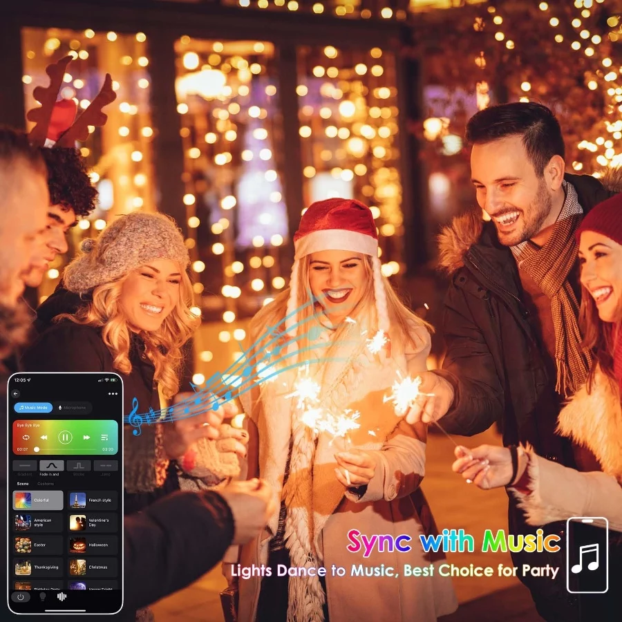 Smart Color Changing Halloween Lights, RGB LED String Lights with Remote & App Control & Timer, Musi - 05 Smart Color Changing Halloween Lights RGB LED String Lights with Remote App Control Timer Musi 05