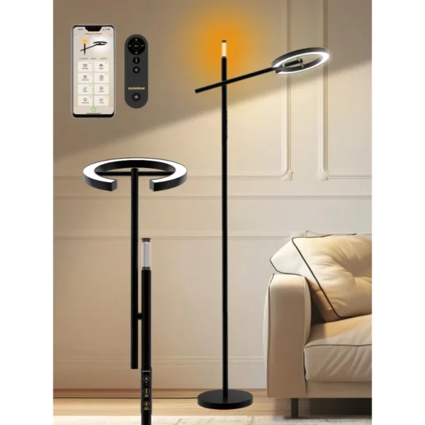 Smart Light Therapy Floor Lamp 10000 Lux, UV-Free Sunlight Lamp with APP Control, Dimmable 2700K–6500K for Home Office