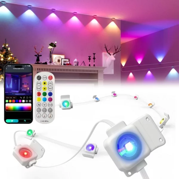 RGB-IC Smart Outdoor Wall Lights 33FT – Color Changing LED, APP Remote Control, Music Sync for Home & Events