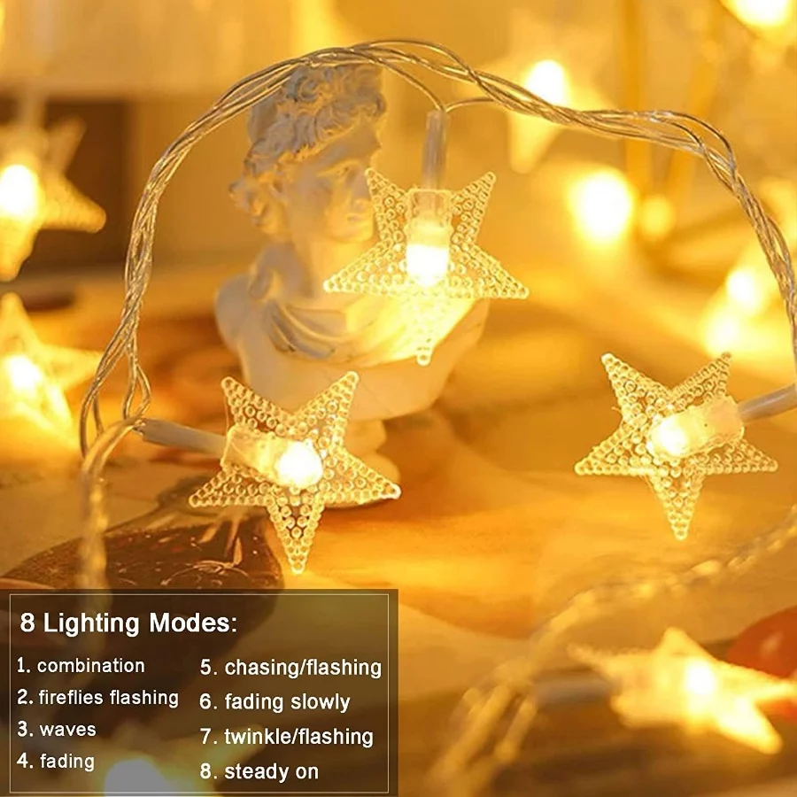 Star String Lights Plug in - 33 ft 100 LED Star Fairy String Lights with Remote and Timer, Waterproo - 04 Star String Lights Plug in 33 ft 100 LED Star Fairy String Lights with Remote and Timer Waterproo 04