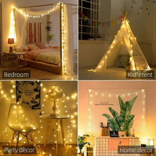 Star String Lights Plug in 33 ft 100 LED Star Fairy String Lights with Remote and Timer Waterproo 06