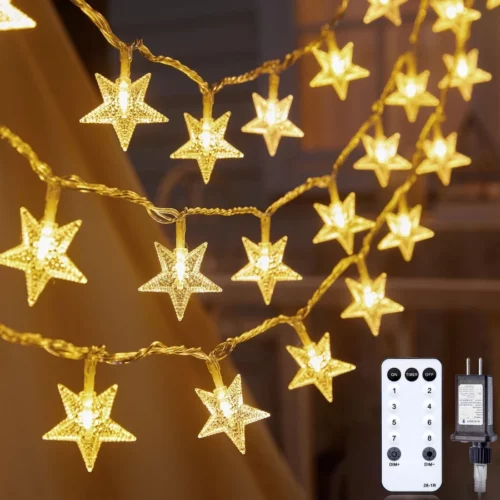 Star String Lights Plug in 33 ft 100 LED Star Fairy String Lights with Remote and Timer Waterproo 08