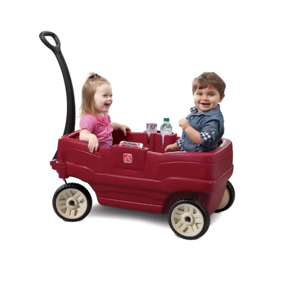 Step2 Neighborhood Wagon Kids Ride On Toy – Safe, Durable Plastic Wagon with Seat Belts, 75 lbs Capacity, Red