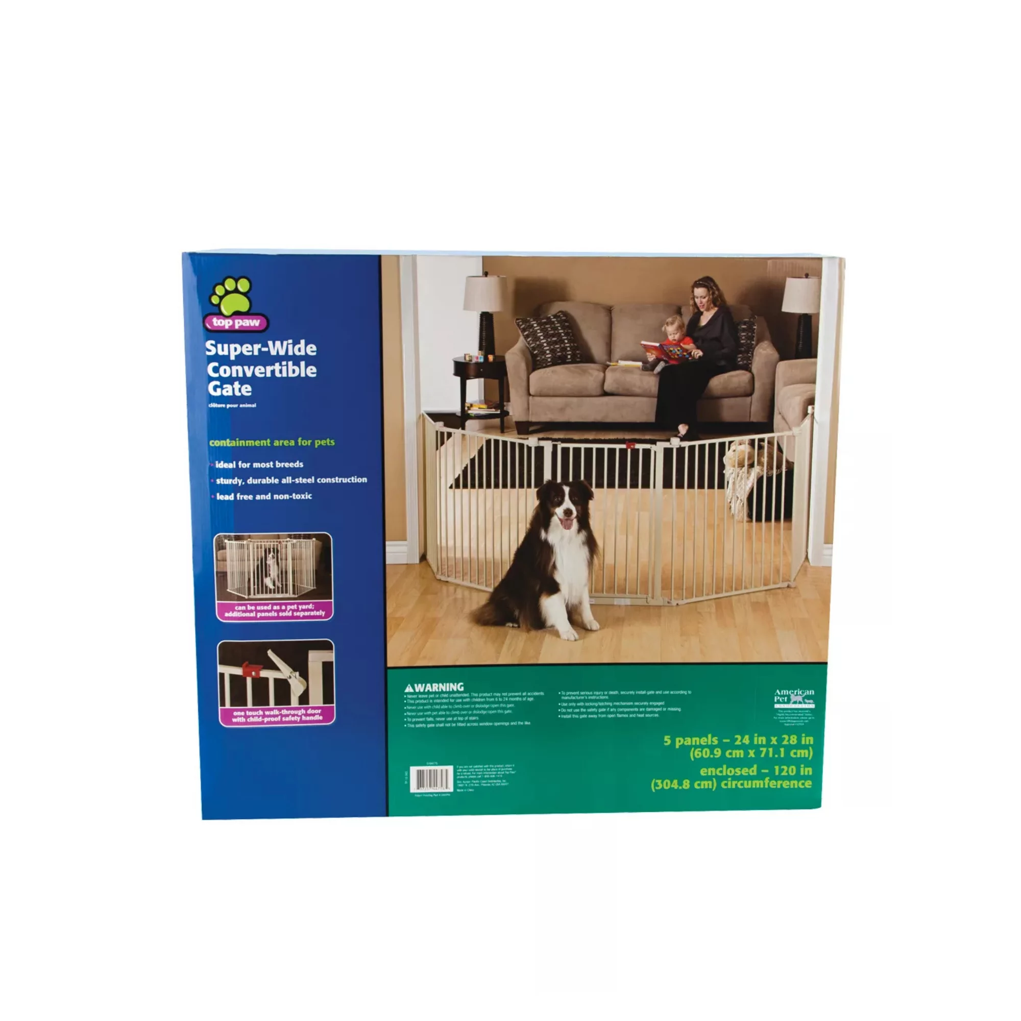 Super-Wide Convertible Pet Gate – Adjustable Freestanding Dog Barrier for Home Color White (2) Super Wide Convertible Pet Gate – Adjustable Freestanding Dog Barrier for Home Color White 2