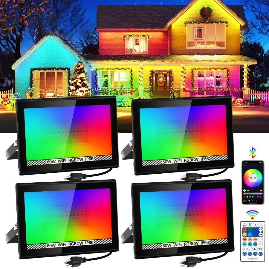 T-SUN LED Flood Lights Outdoor 60W, 600W Equivalent 6000LM Color Changing Landscape Light with APP C - 09 T SUN LED Flood Lights Outdoor 60W 600W Equivalent 6000LM Color Changing Landscape Light with APP C 09